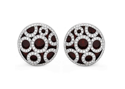 Rhodium Plated CZ Studded Gemstone Stud Earring